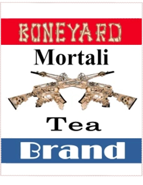 A teabag paper for Boneyard Brand Mortali-Tea